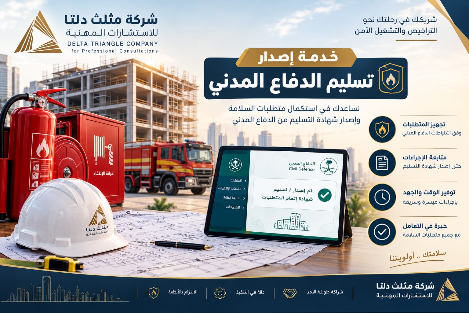 خدمة إصدار تسليم الدفاع المدني